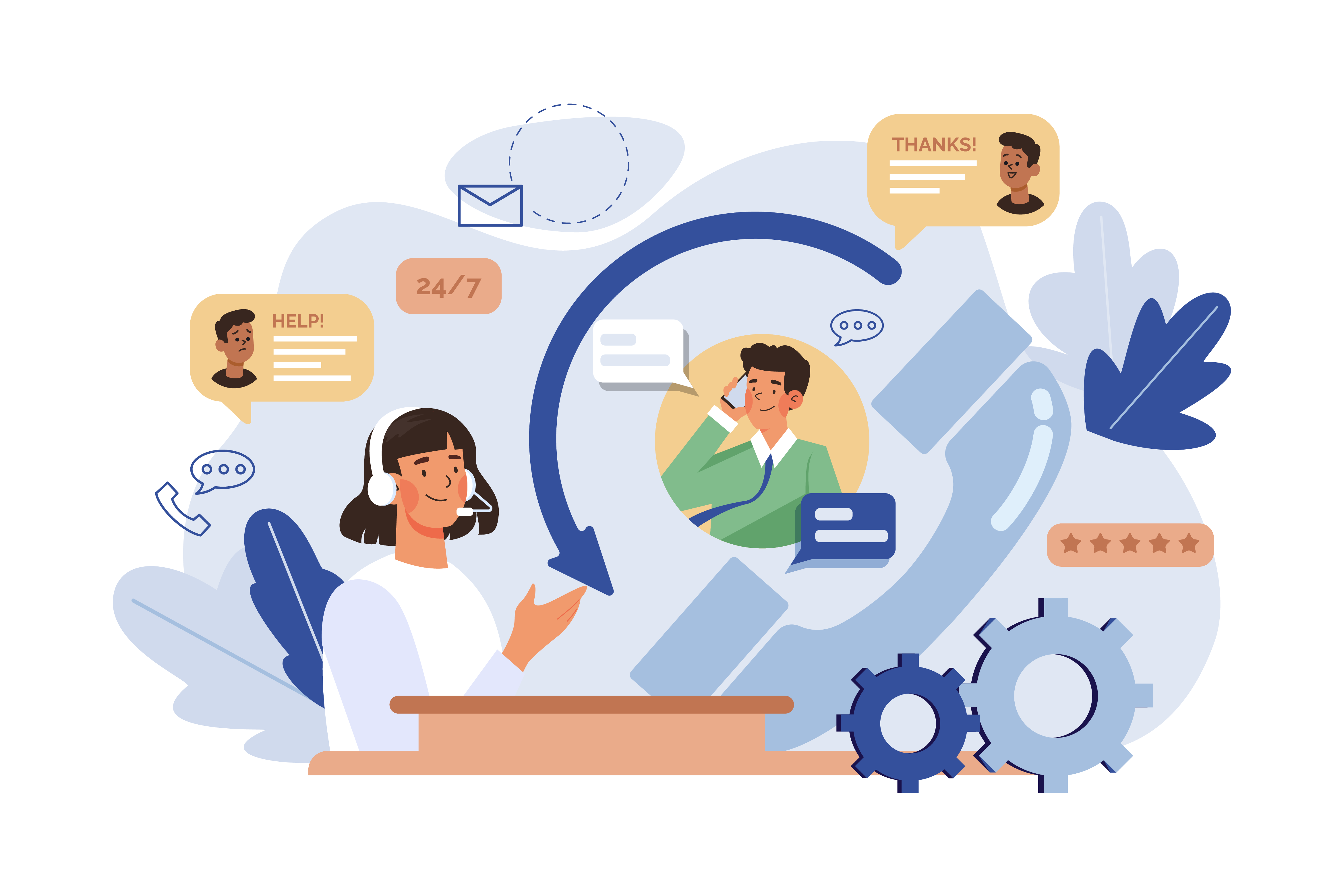 Kundendienstmitarbeiter hilft Kunden telefonisch