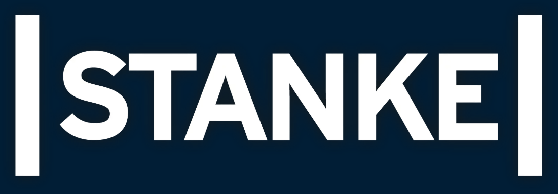 Logo mit dem Wort STANKE in Wei&szlig;