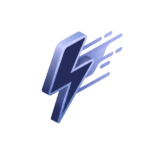 Blauer 3D-Blitzsymbol mit Leuchteffekt