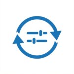 Blaues Symbol f&uuml;r Einstellungen und Aktualisierung